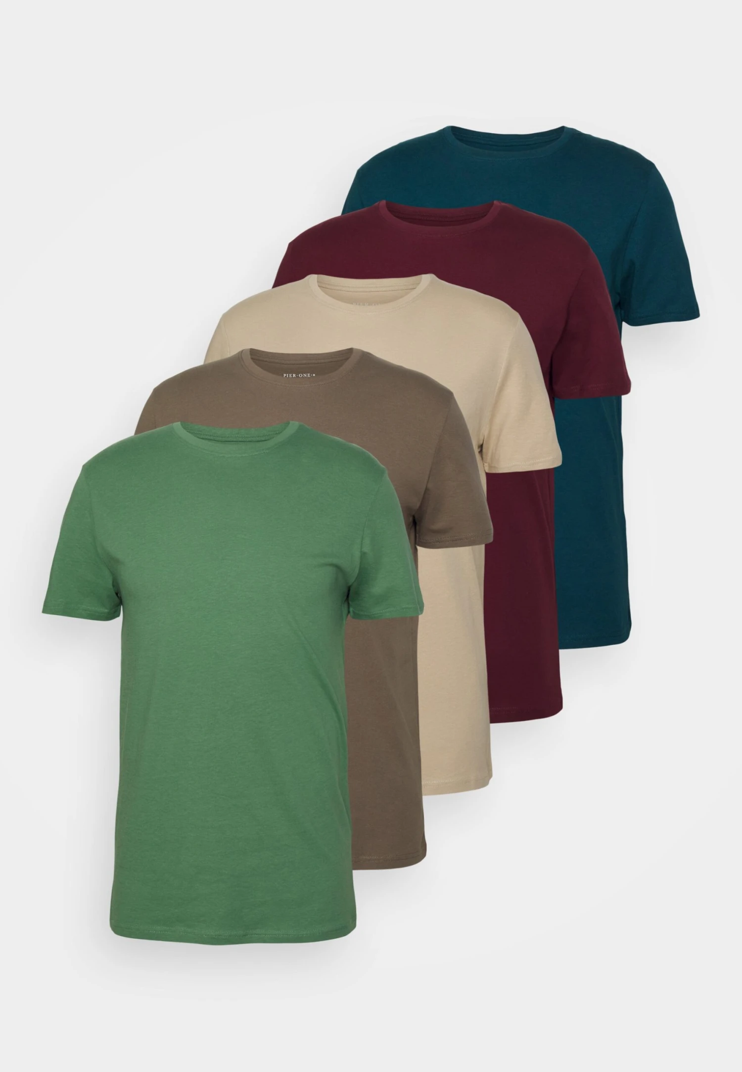 Pier One 5 Pack - T-Shirt Basic - Green/Beige/Khaki 3 Pier One 5 Pack - T-Shirt Basic - Green/Beige/Khaki